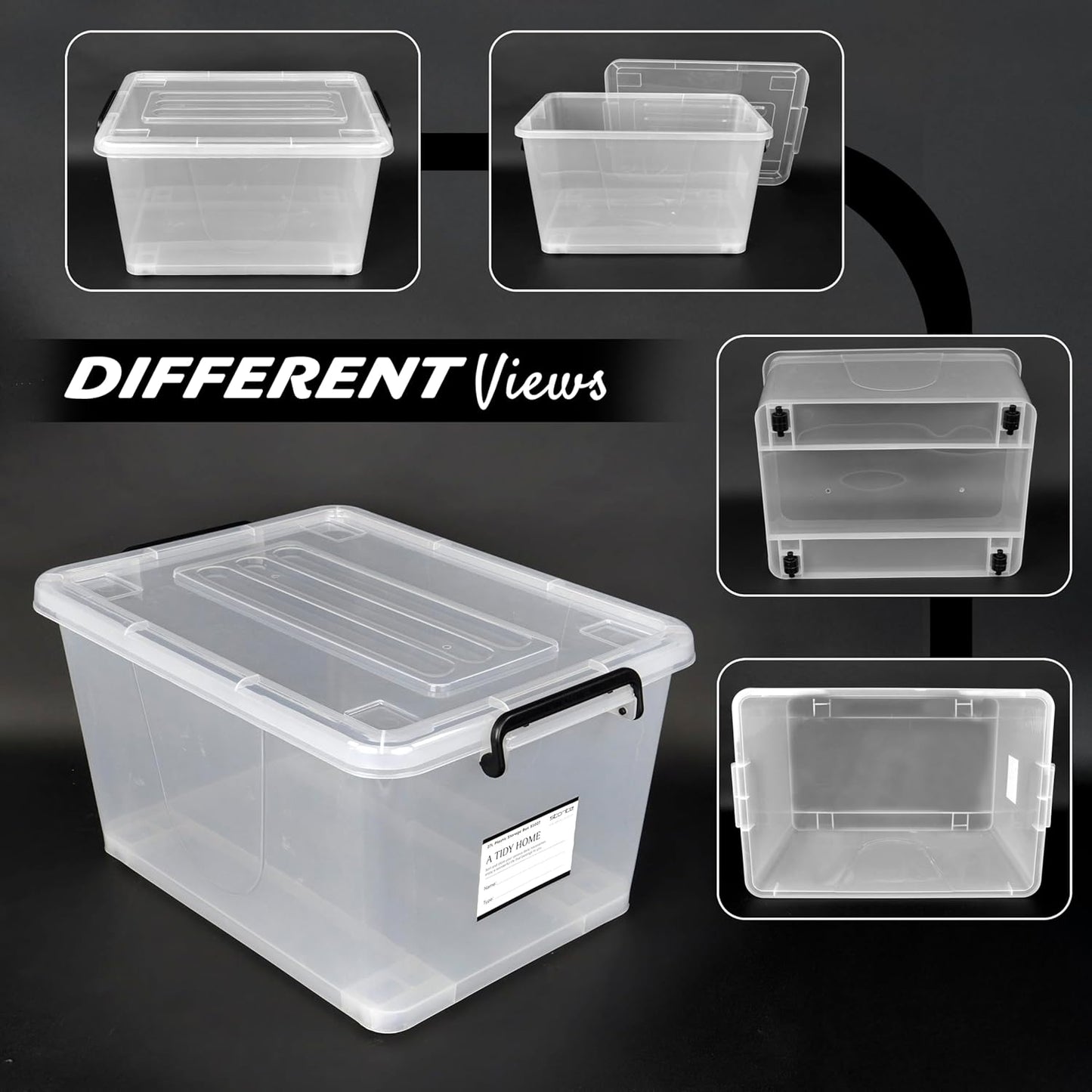Storite 2 Pack 27 Ltr Multipurpose Plastic Storage Container Box With Small Rolling Wheels (Clear,Transparent),44 x 33 x 25 cm, Rectangular