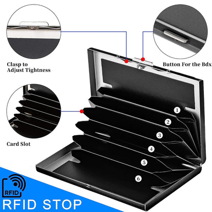 Storite 6 Slots RFID Protected Metal Credit Card Holder Wallet for Men & Women (Black-Matt Finish-9.5 x 6.5 x 1.3 cm)