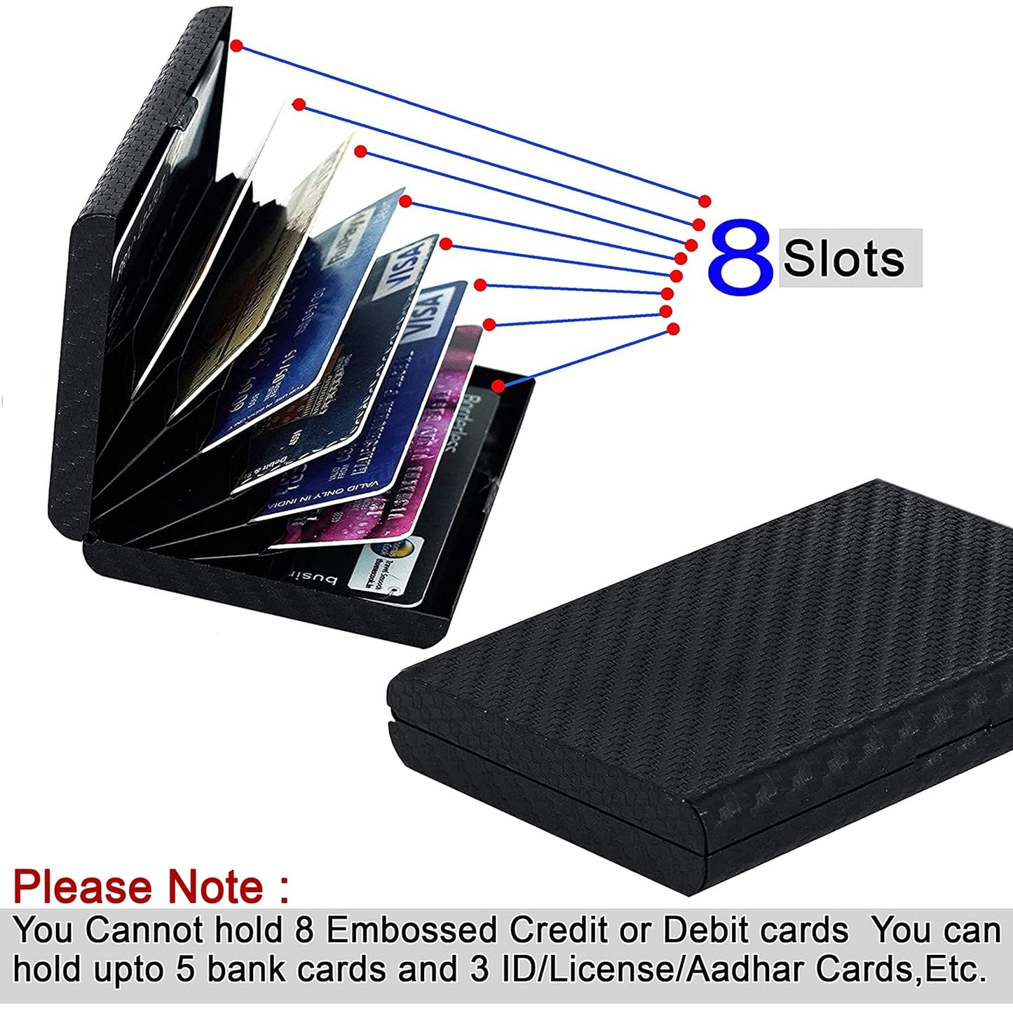 Storite 8 Slot Metal RFID Card Holder Wallet for Men & Women (Black Carbon Fiber)