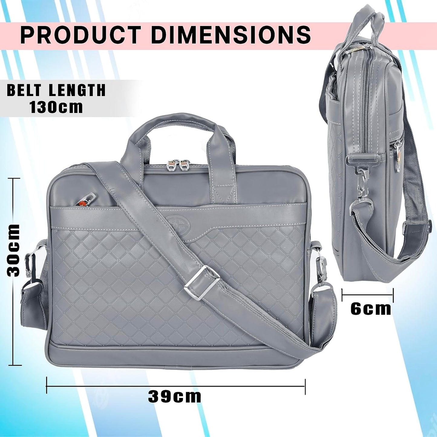Storite Mystic Formal Business Briefcase Bag Crossbody Messenger College Bags For Men Women Tablet Laptop Upto 14 Inch | Handbags with Shoulder Straps -Grey
