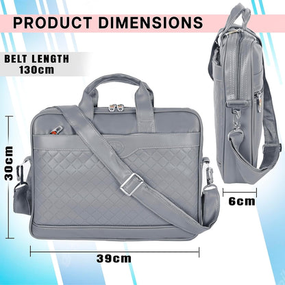 Storite Mystic Formal Business Briefcase Bag Crossbody Messenger College Bags For Men Women Tablet Laptop Upto 14 Inch | Handbags with Shoulder Straps -Grey