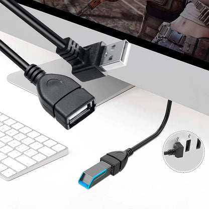 Storite 15CM USB 2.0 Extension Cable USB Male to Female Converter Adapter Extender Cord Up Angle - Black