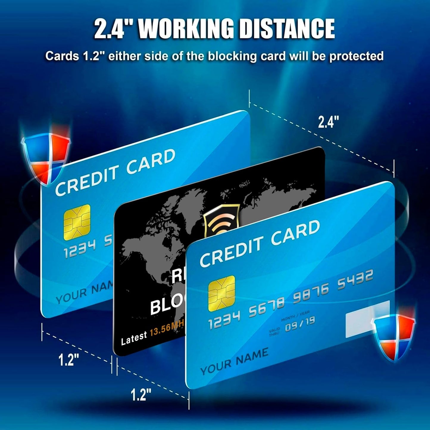 Storite 2 Pack RFID Blocking Card NFC Contactless Debit/Credit Card ATM Passport Protector Ideal for Men & Women Slim with World map Design Perfectly fit in Wallet(Black)
