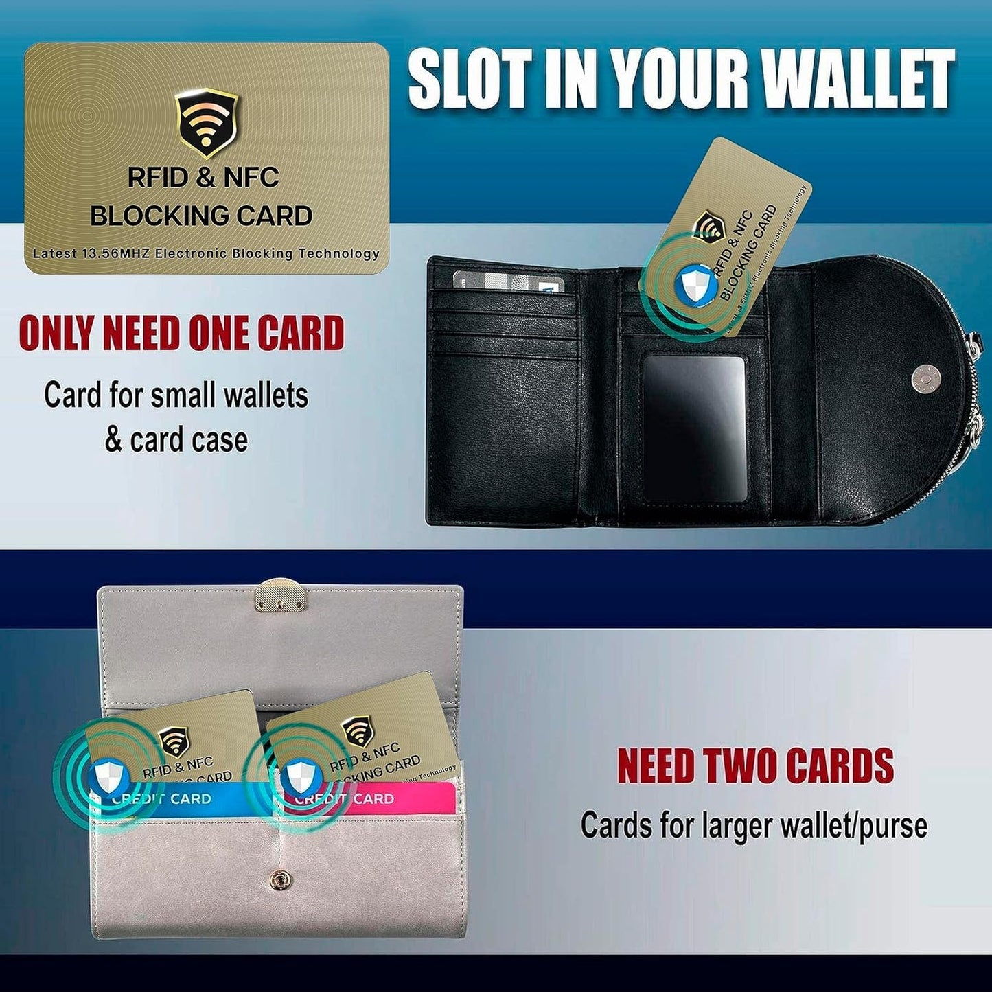 Storite RFID Cards, 5 Pack One Card Protects Entire Wallet Purse for Men & Women, NFC Contactless Bank Debit Credit Card Protector ID ATM Guard Card – Golden