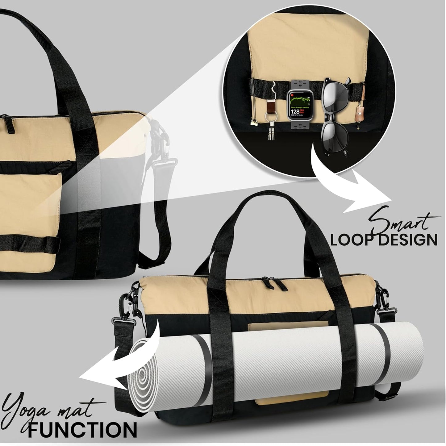 Storite 46 Cm Nylon Luggage Travel Duffle Bag for Women, Sports Shoulder Bag for Women with Wet Pocket Weekender Overnight Luggage Bag,Trendy and Stylish (46x17x29 Cm)