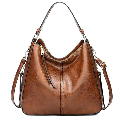 Storite Women's Faux Leather Shoulder Handbags Hobo Bag BigTote Bag for Office and College with Long Strap–,30x13x32cm