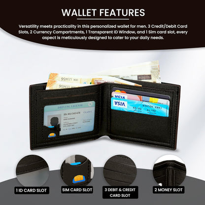 Storite Leather Wallet for Men Lightweight Wallet with SIM Card Slot & ID Window for Office Travel & Daily Use(Dark Brown - 11.5 x 9 Cm)