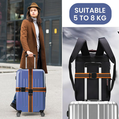 Storite Pack of 2 Luggage Strap | Luggage Belt for Suitcase & Trolley Bags | Travel Belt with Quick Release Adjustable Buckle for Suitcase | Orange Gray
