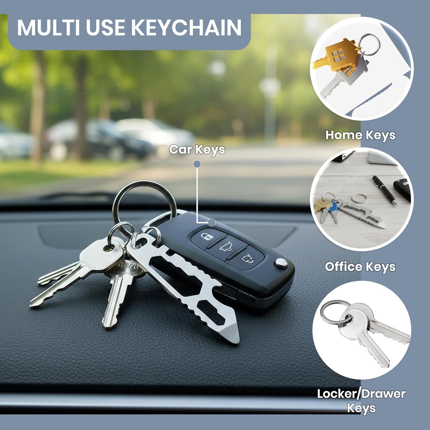 Storite Stainless Steel Multi Tool Keychain – 6-in-1 Compact EDC Tool with Bottle Opener, Screwdriver, Wrench, Cutter and Keyring for Travel, Camping, Outdoor and Everyday Use