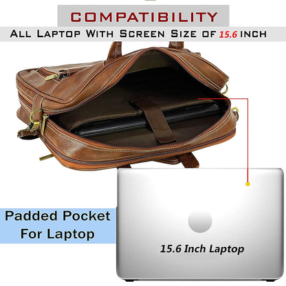 Storite Multi-Pocket 15.6 Inch PU Leather Laptop Bag for Men, Shoulder Sling Business Messenger Office Bag Carrying Notebook, Tablet Handbags for Women