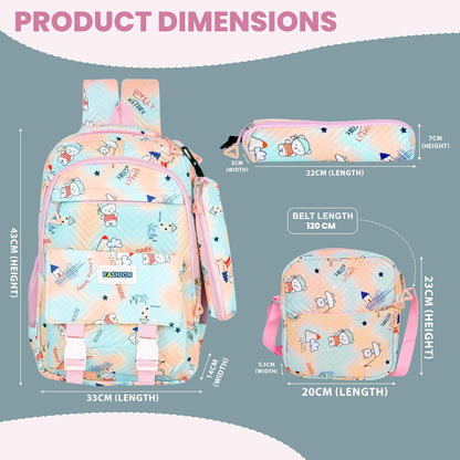 Storite 3 in 1 Combo Backpack for Kids Girls Stylish Durable Water-Resistant Backpack Shoulder School Bags Great for Birthdays Gifts