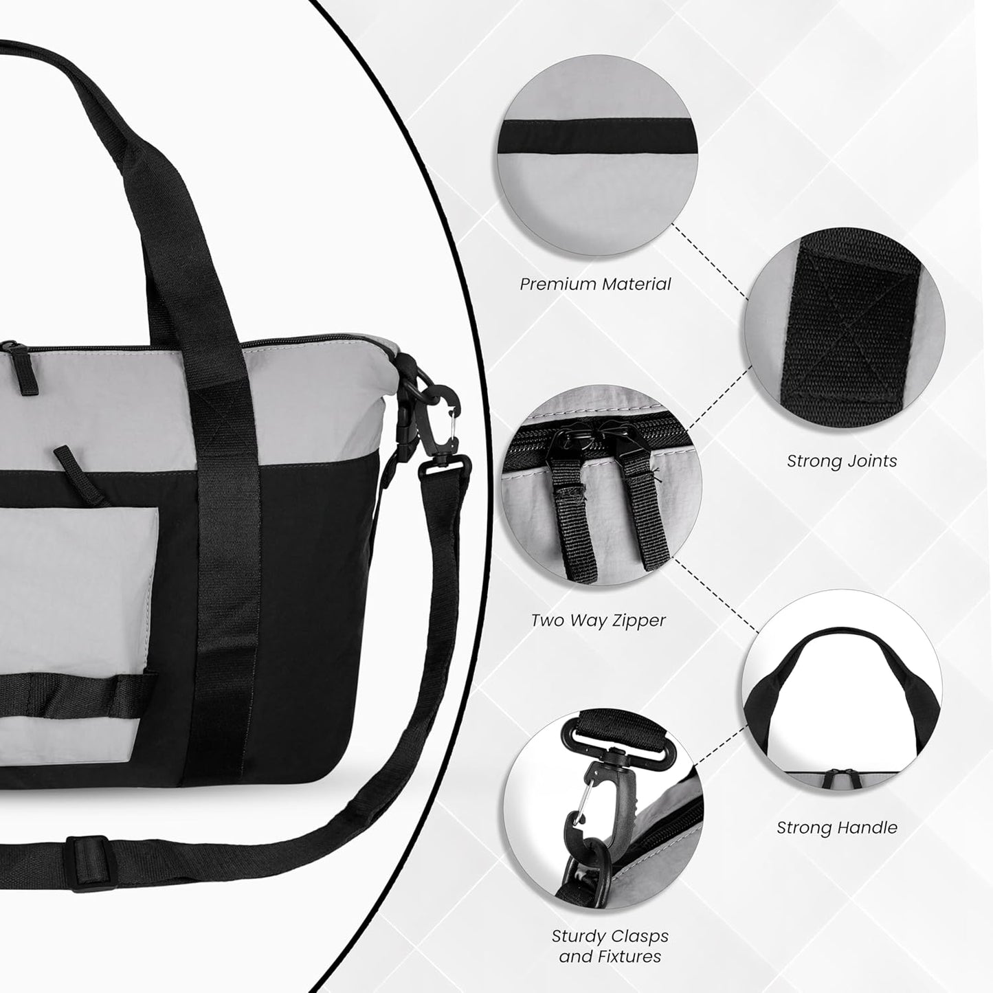 Storite 46 Cm Nylon Luggage Travel Duffle Bag for Women, Sports Shoulder Bag for Women with Wet Pocket Weekender Overnight Luggage Bag,Trendy and Stylish (46x17x29 Cm)