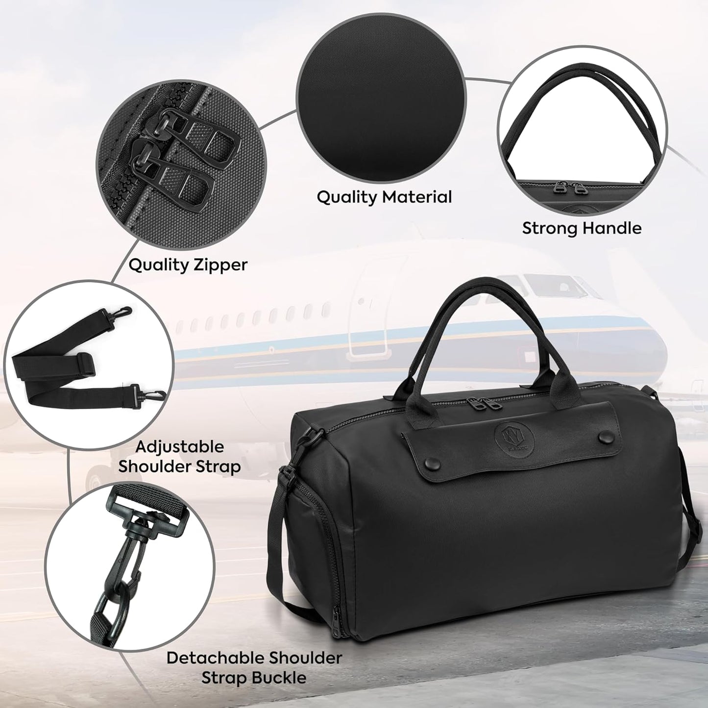 Storite Nylon 43 cm Travel Duffel Bag, Sports Gym Duffle Bag, Shoulder Handbag for Women, Outdoor Weekend Bag with Shoe and Wet Clothes Compartments (Black,43x23x19 cm)