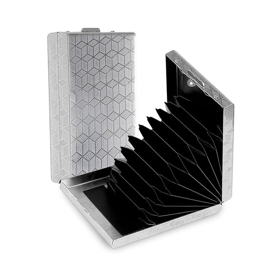 Storite 10 Slot RFID Blocking Metal Card Holder Vertical Credit/Debit Card Case Wallet for Men & Women (Silver-9.5 x 6.5 x 2 Cm)