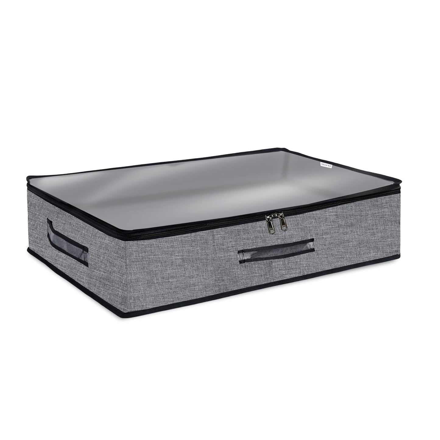 Storite Foldable Underbed Bag - Blankets Clothes Comforters Storage Bag Breathable Zippered Organizer for Bedroom with Clear Window and Handles