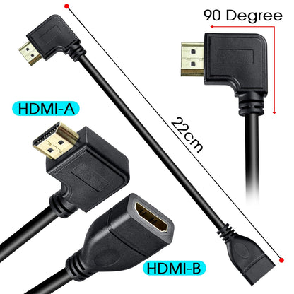 Storite 22cm High Speed Right Angle 90Degree HDMI Male to Female for Laptop/PC, LCD/LED TV