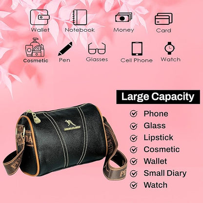 Storite Small Leathe Crossbody Tote Handbag for Women – Stylish, Spacious & Versatile with Adjustable Strap and Zip Closure, Perfect for Work & Travel - Black