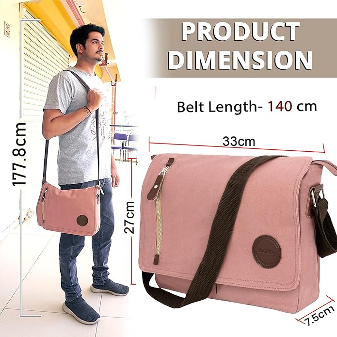 Storite Canvas Sling Cross Body Travel Office Business Satchel Messenger One Side Shoulder Bag for Men & Women