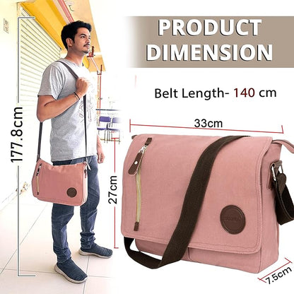 Storite Canvas Sling Cross Body Travel Office Business Satchel Messenger One Side Shoulder Bag for Men & Women
