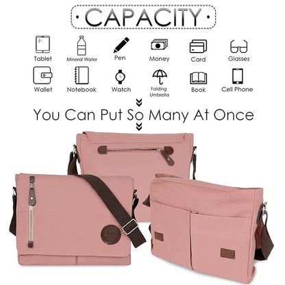 Storite Canvas Sling Cross Body Travel Office Business Satchel Messenger One Side Shoulder Bag for Men & Women