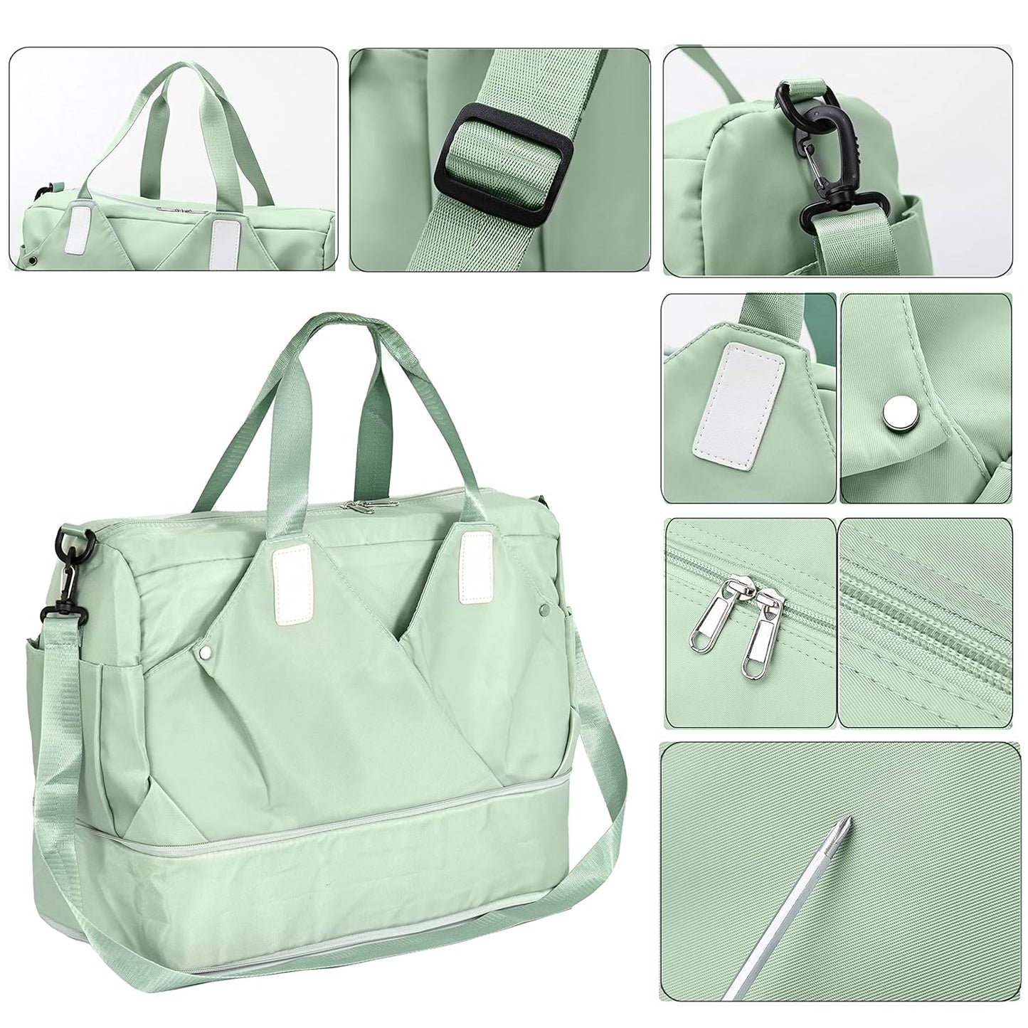 Storite 44 cm Nylon Travel Duffle Bag - Waterproof, Expandable Gym Tote for Men & Women Green