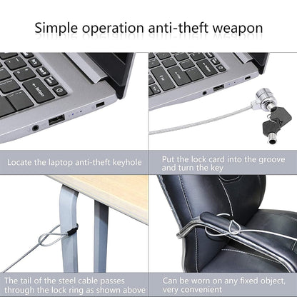 Storite 2M Security Lock for ThinkPad Laptops | Durable Alloy Cable with Key Lock System and 2 Keys | Anti-Theft Protection, Silver