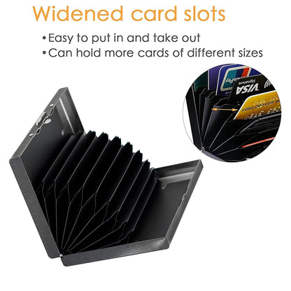 Storite Black 10 Slot RFID Protected Metal Card Holder for Secure Credit/Debit/ATM Cards