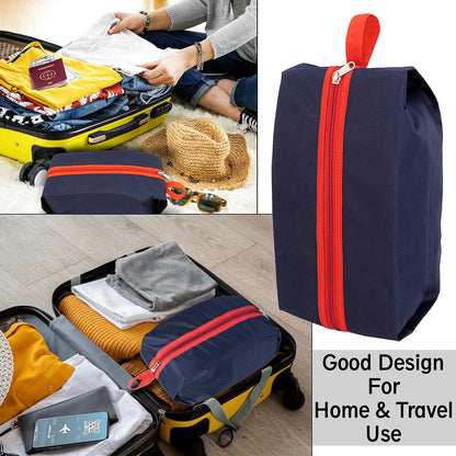 Storite Reusable Shoe Bag for Travel & Storage Travel Organizer for Women & Men Travel Accessories Shoe Organizer Shoe Bags Pouches Shoe Cover for Travelling(40x13x18cm, Blue & Red)