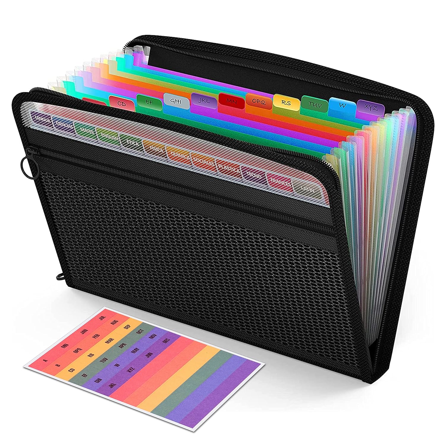 Storite 13 Pocket Expanding File Folder with Sticky Labels, Letter/A4