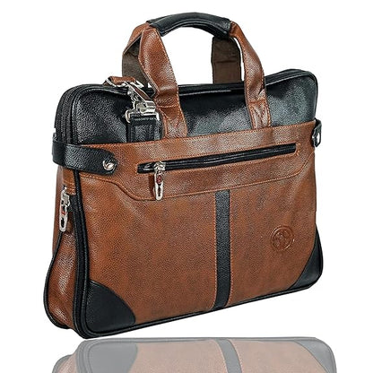 Storite Mystic Unisex Adult Men's Laptop Bag 15.6 inch Side Shoulder Briefcase Satchel Messenger Business Bags for Men & Women Front Pocket for Laptop Accessories (Brown)