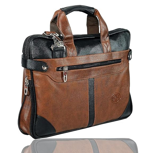 Storite Mystic Unisex Adult Men's Laptop Bag 15.6 inch Side Shoulder Briefcase Satchel Messenger Business Bags for Men & Women Front Pocket for Laptop Accessories (Brown)