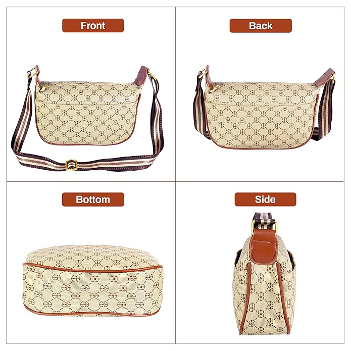 Storite PU Leather Women's Sling Bag with Pouch | Multi-Layer Ladies Purse Travel shoulder bag -Beige