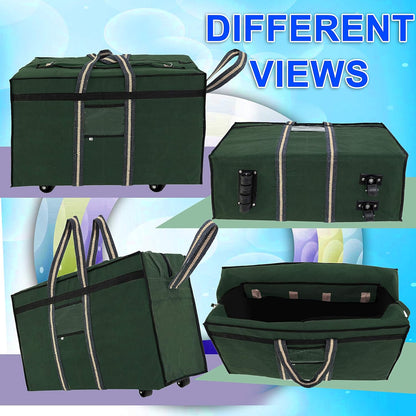 Storite Canvas 73 Cm Large Strong Travel Carry_On_Luggage With Six Wheels & Front Transparent Pocket (73 X 27.5 X 45 Cm, Green)