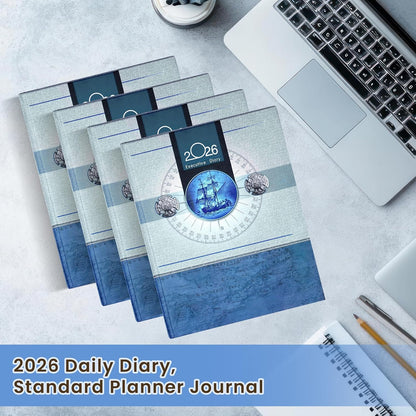 Storite Executive Planner Organizer Hard Bound Notebook Diary 2026 with Sunday Half Page (4 Pack- Big, Grey Blue)