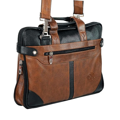 Storite Mystic Unisex Adult Men's Laptop Bag 15.6 inch Side Shoulder Briefcase Satchel Messenger Business Bags for Men & Women Front Pocket for Laptop Accessories (Brown)