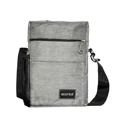 Storite Stylish Padded Small Nylon Sling Cross Body Travel Office Business Messenger One Side Shoulder Bag for Men Women - Grey (25 x 16 x 8 Cm)