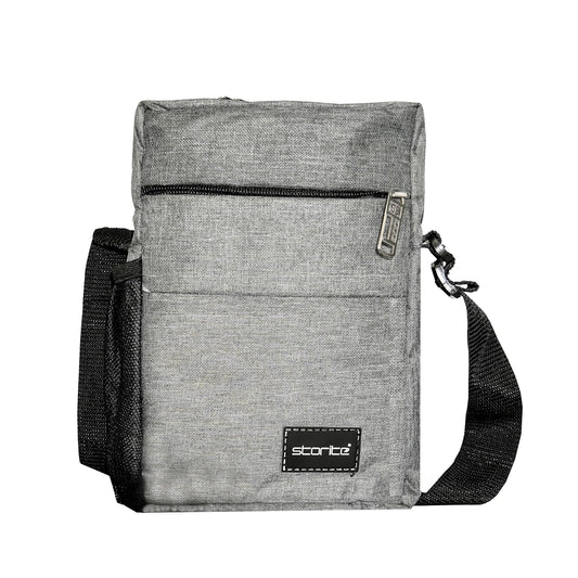 Storite Stylish Padded Small Nylon Sling Cross Body Travel Office Business Messenger One Side Shoulder Bag for Men Women - Grey (25 x 16 x 8 Cm)