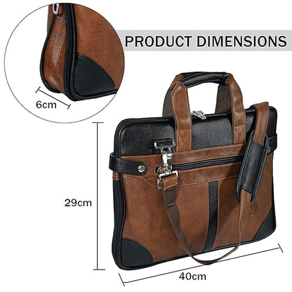 Storite Mystic Unisex Adult Men's Laptop Bag 15.6 inch Side Shoulder Briefcase Satchel Messenger Business Bags for Men & Women Front Pocket for Laptop Accessories (Brown)