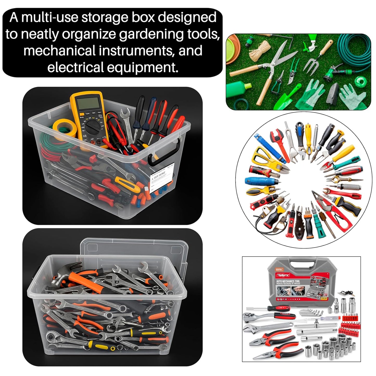 Storite 2 Pack 27 Ltr Multipurpose Plastic Storage Container Box With Small Rolling Wheels (Clear,Transparent),44 x 33 x 25 cm, Rectangular