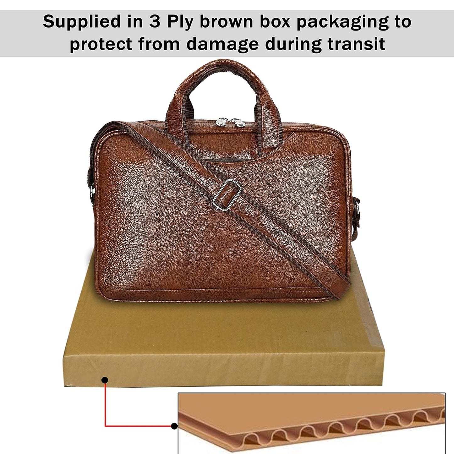 Storite Laptop Bag for Men & Women Light Brown