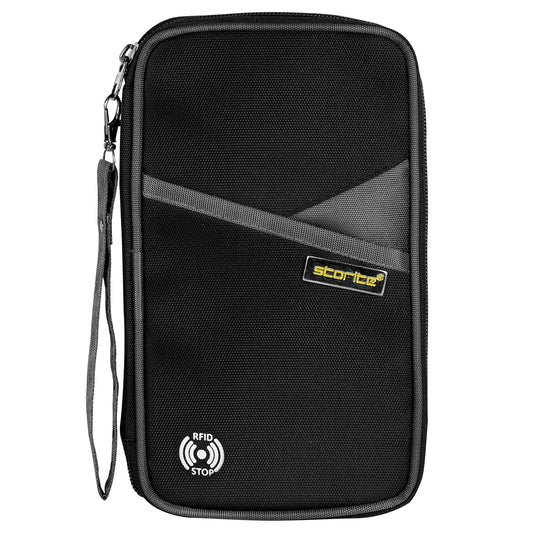 Storite Nylon RFID Passport Holder for Family Passport Case Protection Water Resistant Passport Bag for Men & Women Travel Document Organizer Passport Cover (Matte Dark Grey -13x3x23 cm)