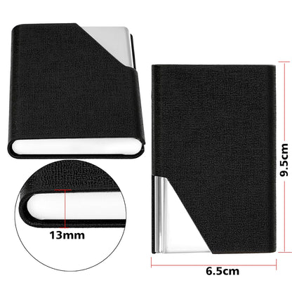 Storite PU Leather Pocket Size Stainless Steel Multi Business Visiting Card Holder Wallet Debit Credit Card Case for Men & Women (Black-9.5 x 6.5 x 1.3 cm)