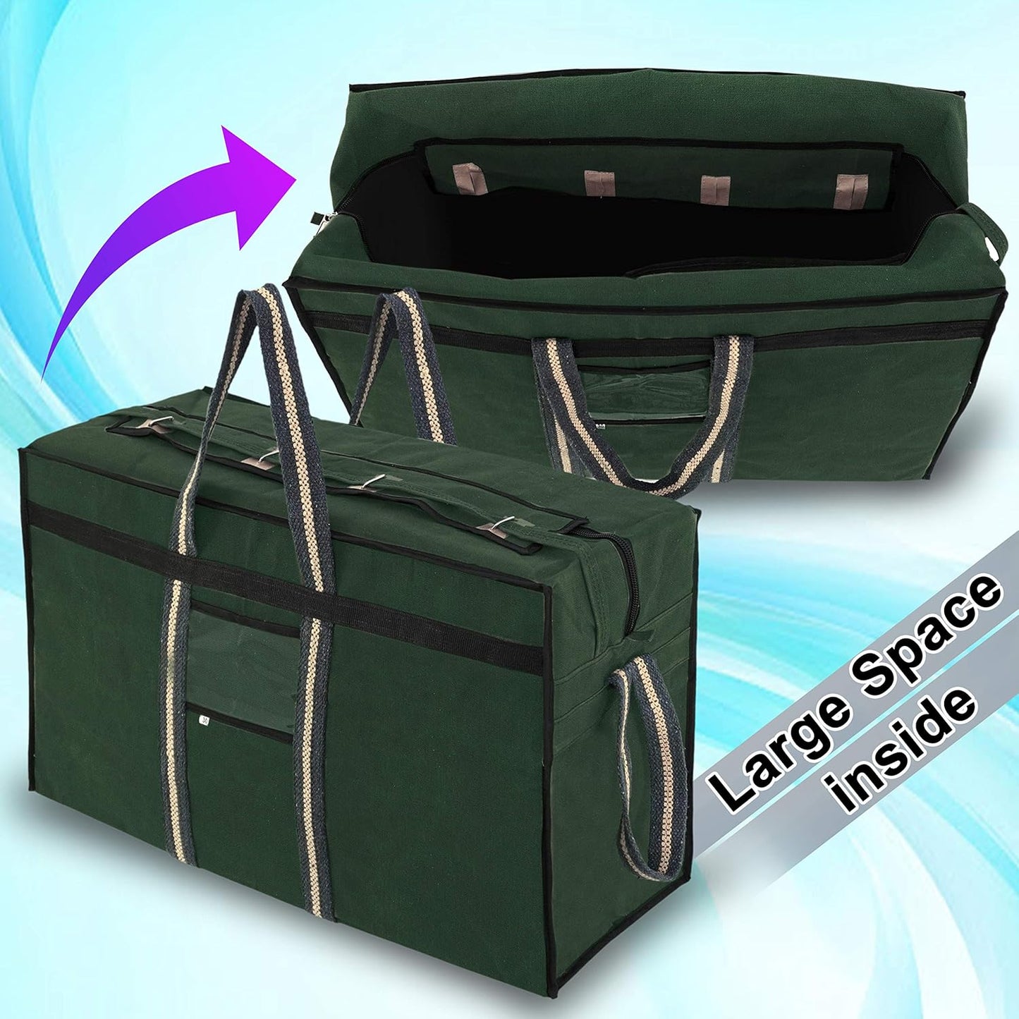 Storite Canvas 73 Cm Large Strong Travel Carry_On_Luggage With Six Wheels & Front Transparent Pocket (73 X 27.5 X 45 Cm, Green)