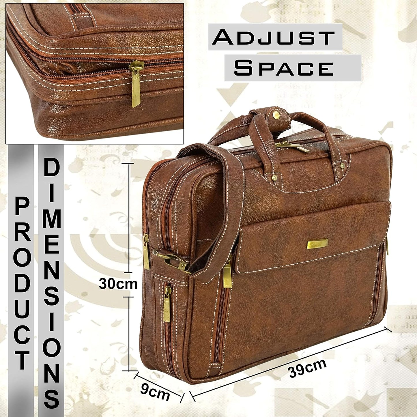 Storite Multi-Pocket 15.6 Inch PU Leather Laptop Bag for Men, Shoulder Sling Business Messenger Office Bag Carrying Notebook, Tablet Handbags for Women