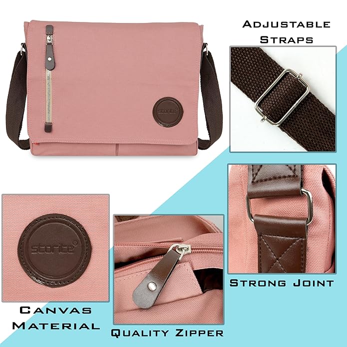 Storite Canvas Sling Cross Body Travel Office Business Satchel Messenger One Side Shoulder Bag for Men & Women