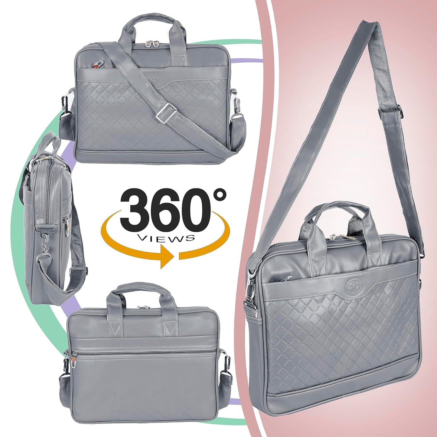 Storite Mystic Formal Business Briefcase Bag Crossbody Messenger College Bags For Men Women Tablet Laptop Upto 14 Inch | Handbags with Shoulder Straps -Grey