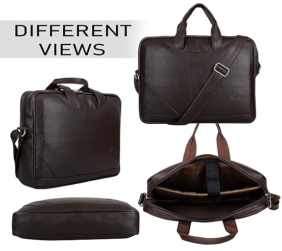 Storite PU Leather Expanded 14 Inch Laptop Shoulder Messenger Sling Office Business Travel Bag for Men & Women