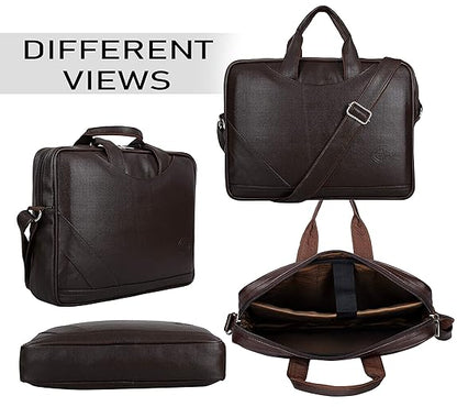 Storite PU Leather Expanded 14 Inch Laptop Shoulder Messenger Sling Office Business Travel Bag for Men & Women