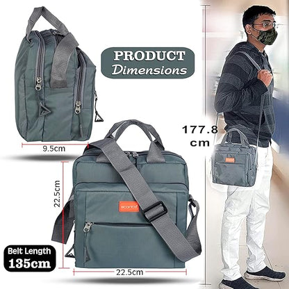 Storite Stylish Padded Nylon Small Sling Cross Body Travel Office Messenger One Side Shoulder Handbag Bag for Men & Women (22.5cm x 9.5cm x 22.5 cm, Dark Grey)