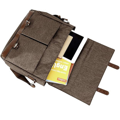 Storite Laptop Messenger Bag for Men & Women – Water-Resistant Office Shoulder Bag with Multiple Pockets, Adjustable Strap & Leatherette Detailing - Light Brown